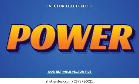 Bold Power Text Effect with Orange Texture and Purple Outline on Blue Background