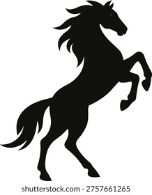Bold and powerful logo featuring a rearing horse in a dynamic pose. The clean black silhouette highlights strength, freedom, energy, and confidence. Perfect for equestrian brands, sports teams, fitness brands, automotive logos, and premium business identities.