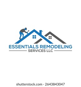 Bold and professional roofing and remodeling logo design, ideal for contractors and home improvement businesses. Features rooftops, tools, or house elements to represent quality, trust.