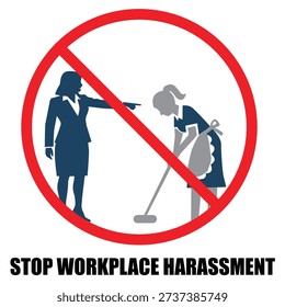 Bold prohibition symbol designed to condemn workplace harassment and discrimination, promoting respect, inclusion, and zero tolerance policies in corporate offices, organizations, and institutions.