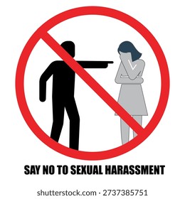 Bold prohibition symbol designed to condemn workplace harassment and discrimination, promoting respect, inclusion, and zero tolerance policies in corporate offices, organizations, and institutions.