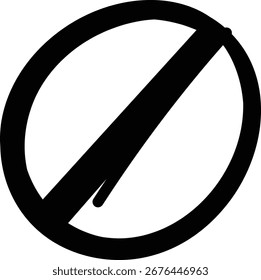Un símbolo de prohibición en negrita con una línea diagonal en forma circular. El gráfico representa una restricción o prohibición con un diseño claro y sencillo. Ilustración vectorial de dibujos animados.