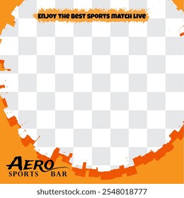 Bold promotional graphic. Dynamic circular frame with brushstroke texture. Vibrant orange color scheme for energy and excitement. Placement for your brand image. Engaging, visually striking marketing.