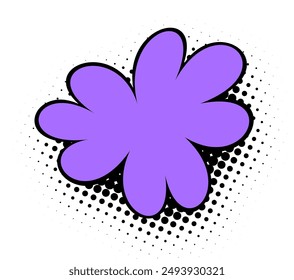 A bold purple flower illustration stands out on a classic pop art dotted background, merging contemporary art with a touch of nature.