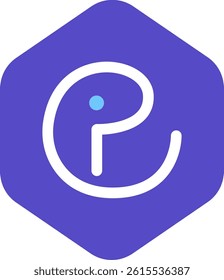 Bold purple hexagon logo "iP" design, ideal for tech and creative brands. Modern, minimalist, and professional with a striking color palette and editable stroke.