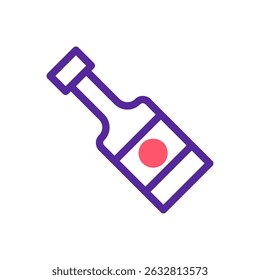 A Bold Purple Icon of a Classic Bottle with a Vibrant Red Circle Accent