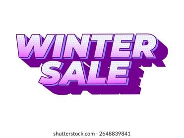 Bold purple and pink Winter Sale text with a 3D effect on a white background. Good for ads