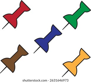 A bold push pin illustration, with a sharp, gleaming point and vibrant color, exudes functionality and flair. Its sleek, modern design is perfect for office-themed or organizational visuals.