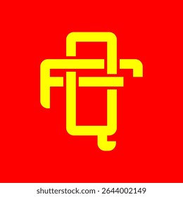 Bold QF Monogram Symbol in Yellow on Red Background – Modern Abstract Logo Design