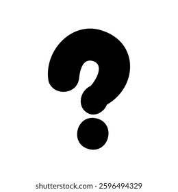 Bold question mark symbol in hand drawn style. Vector illustration isolated on white background. For typography, font, logo, alphabet, sales, signboard, education, branding, presentation.