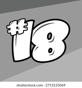 Estilo de tipografía del número de carreras "18" en negrita