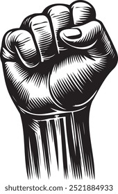 Bold Raised Fist Symbolizing Strength and Resistance