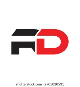 Design vetorial em negrito do logotipo da letra RD. Monograma Dinâmico para Esporte, Automotivo, Tech Branding. Símbolo Inicial Vermelho e Preto Moderno.