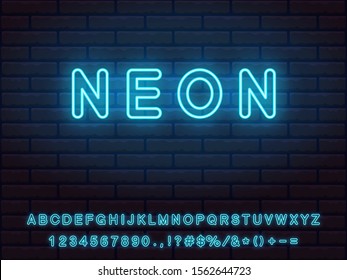 bold reakistic blue neon font set