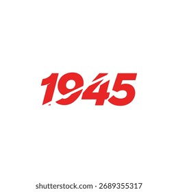 Bold red 1945 text with a stylized slash, isolated on a white background. Represents a significant year.