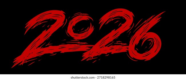 Caligrafía roja audaz 2026 sobre fondo negro