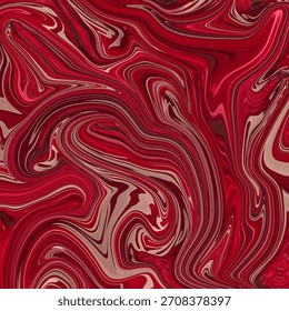 Bold red abstract swirl with glossy marble textures and flowing fluid movement for dramatic artistic backgrounds.