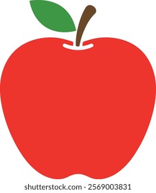 Bold Red Apple Illustration with a Fresh White Background