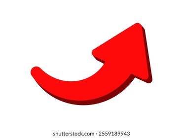 A bold red arrow curves upward, symbolizing direction and progress in a simple way.