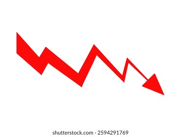 A bold red arrow pointing downward, symbolizing a decrease, loss, or negative trend.