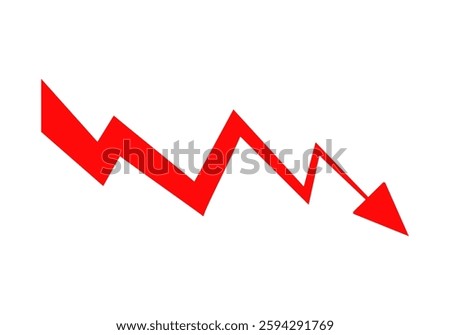 A bold red arrow pointing downward, symbolizing a decrease, loss, or negative trend.