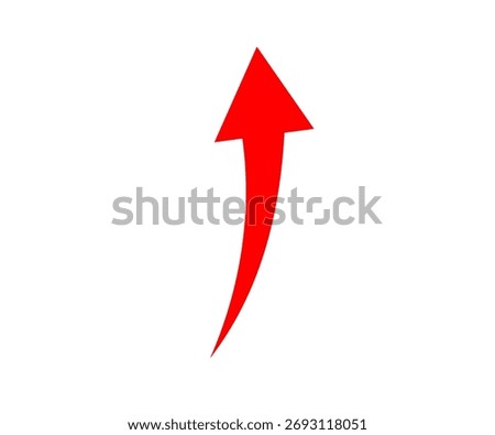 Bold red arrow pointing upward icon. A red arrow marker is isolated vector design and illustration.

