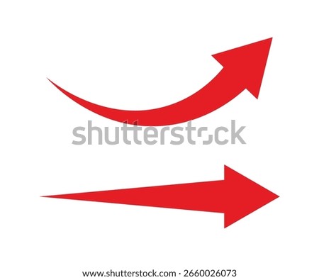 Bold red arrows in curved and straight directions representing movement, growth, navigation, progress, pointer, and directional flow for user interface or presentation design