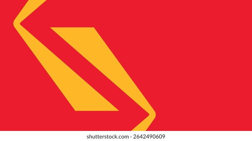 Fundo vermelho arrojado com interseção de formas douradas, design abstrato moderno com ângulos dinâmicos e texturas ricas, ideal para design gráfico ou conceitos visuais modernos