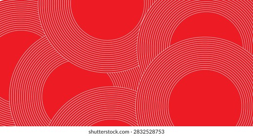 Bold red background featuring overlapping white concentric circles to create a modern geometric pattern. Minimal and dynamic graphic design ideal for branding, packaging, web backgrounds, posters, and editorial layouts.