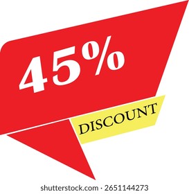 Bold red banner announces 45 percent discount with yellow label
