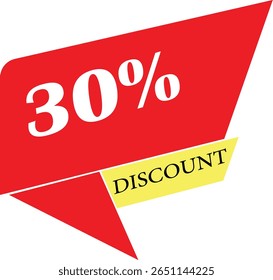 Banner vermelho arrojado anunciando 30% de desconto com sotaque amarelo
