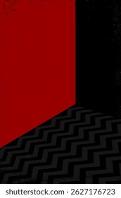 Bold Red and Black Abstract Geometric Art Composition with grungy texture - background for your design. Vector illustration.