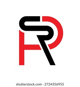 Logotipo Del Monograma Del SR Rojo Y Negro Audaz Con Las Letras De Entrelazamiento Para La Identidad De La Marca.