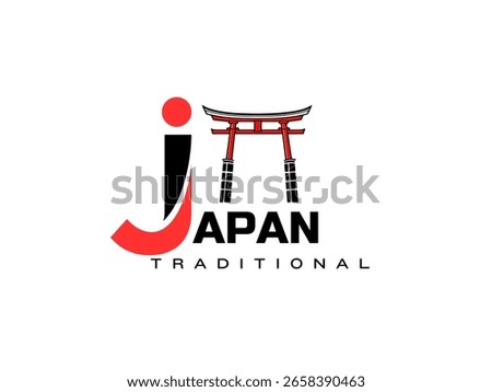 A bold red and black vintage Torii gate logo inspired by traditional Japanese culture. Perfect for branding, design, spirituality, temples, and heritage themes.