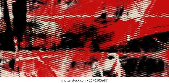 Bold red black and white texture vintage background abstract punk. vector background
