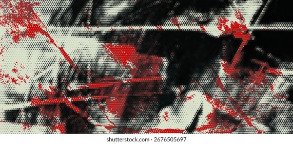 Bold red black and white texture vintage background abstract punk. vector background
