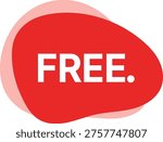 Bold red blob with white text f r e and subtle pink overlay free
