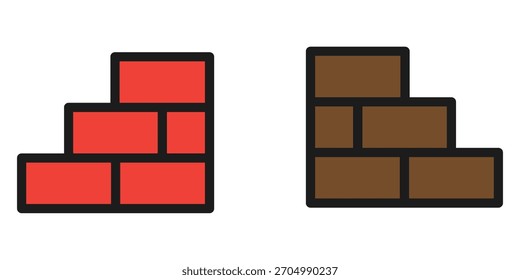 Blocos de tijolo vermelho e marrom, perfeitos para projetos de construção ou design, oferecendo uma estética moderna e limpa, ideal para vários usos criativos