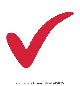 Bold red check mark icon representing validation approval completion correctness