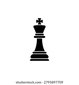 A bold red chess king piece icon with a smooth finish and minimalist design for board games and strategy