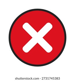 A bold red circle features a prominent white cross, conveying a clear message of negation or prohibition.