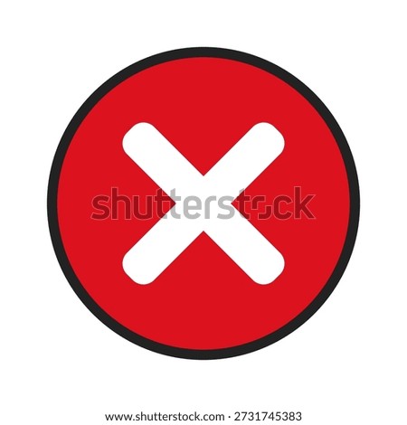 A bold red circle features a prominent white cross, conveying a clear message of negation or prohibition.