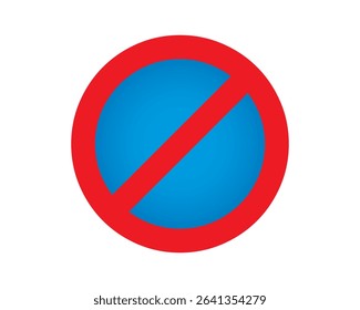 A bold red circle, a vibrant blue void. Parking forbidden sign. Prohibited, traffic, forbidden, symbol, road. Can use for infographic, banner, poster, web design. Vector Isolated on white background.