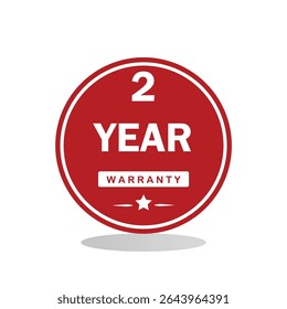 A bold red circular badge with white text displaying 2-Year Warranty", ideal for product packaging, advertisements, and promotional materials to emphasize warranty coverage.