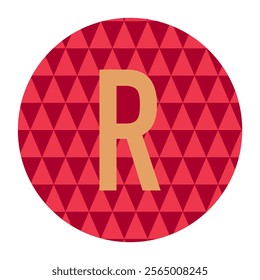 Bold red circular design featuring the letter ‘R’ with a geometric triangular pattern, exuding a modern and stylish visual appeal. Perfect for branding, logos, or decorative projects.