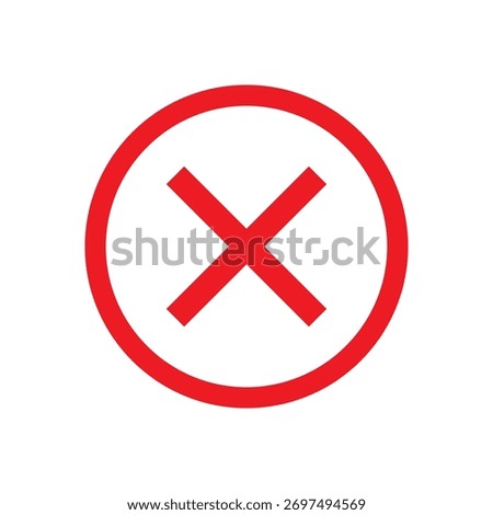 Bold red circular icon containing an “X” mark a clear indicator of warning, error, and cancellation.