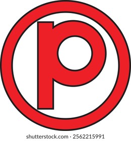 A bold red circular parking symbol with the letter "P" in the center.