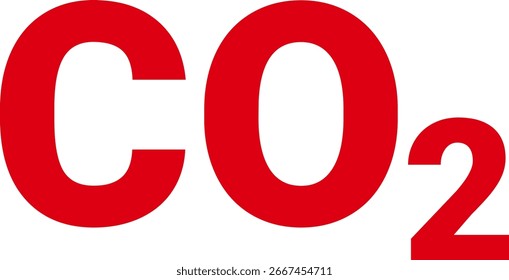 Bold Red CO2 Text Symbol Vector Illustration