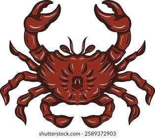 Bold Red Crab Illustration with Sharp Details