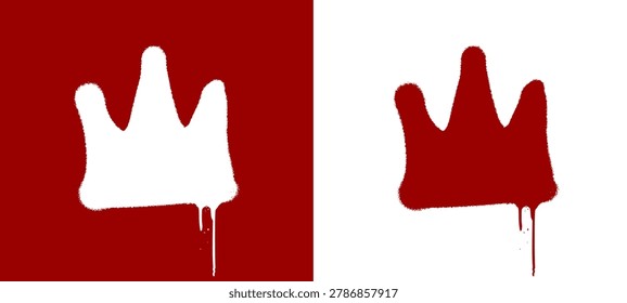 Bold red crown illustration elements capturing raw spray paint street art style for alternative youth subculture streetwear apparel typography backdrop pattern layout banner design clip art.